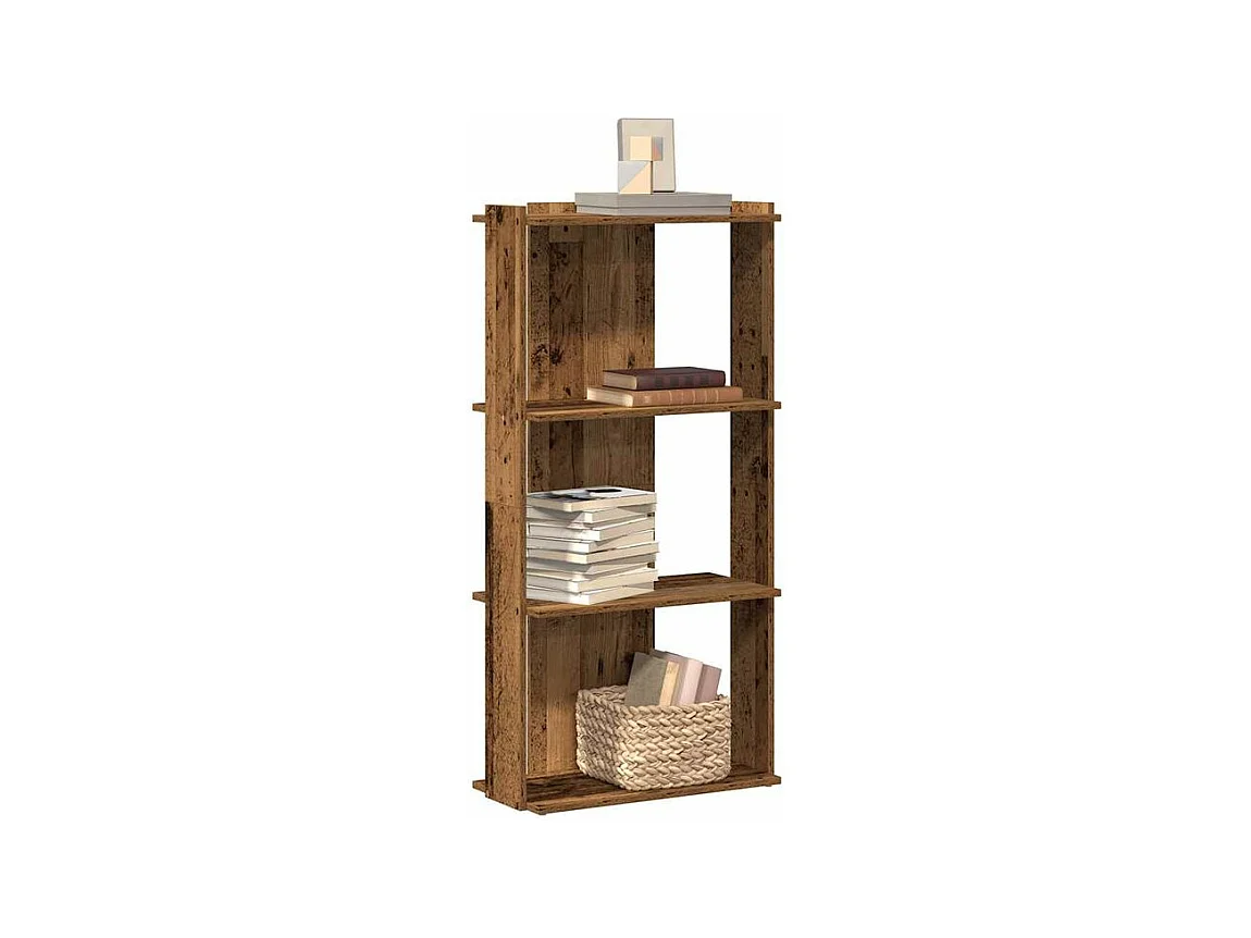 Bibliothèque à 3 niveaux vieux bois 60x30x120 bois ingénierie