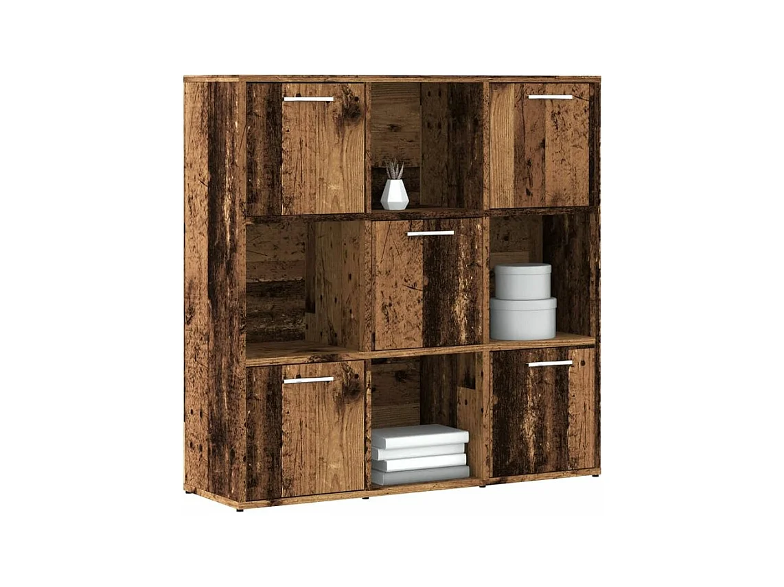 Bibliothèque vieux bois 90x28x90 bois d'ingénierie