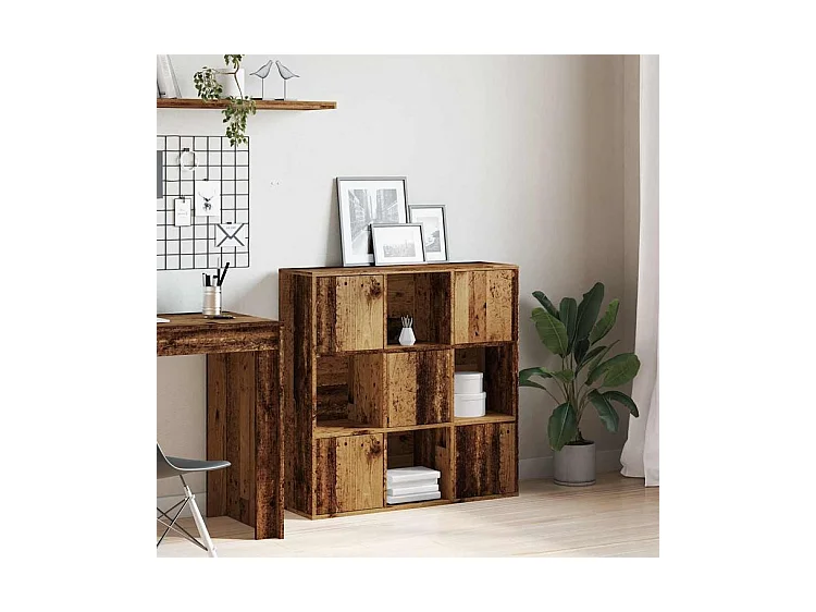 Bibliothèque vieux bois 90x28x90 bois d'ingénierie