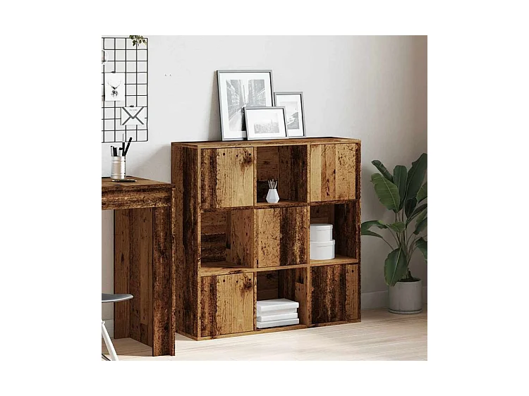 Bibliothèque vieux bois 90x28x90 bois d'ingénierie