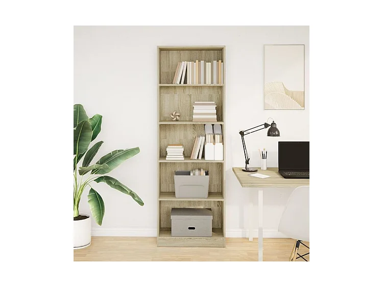 Bibliothèque chêne sonoma 60x24x176 bois d'ingénierie