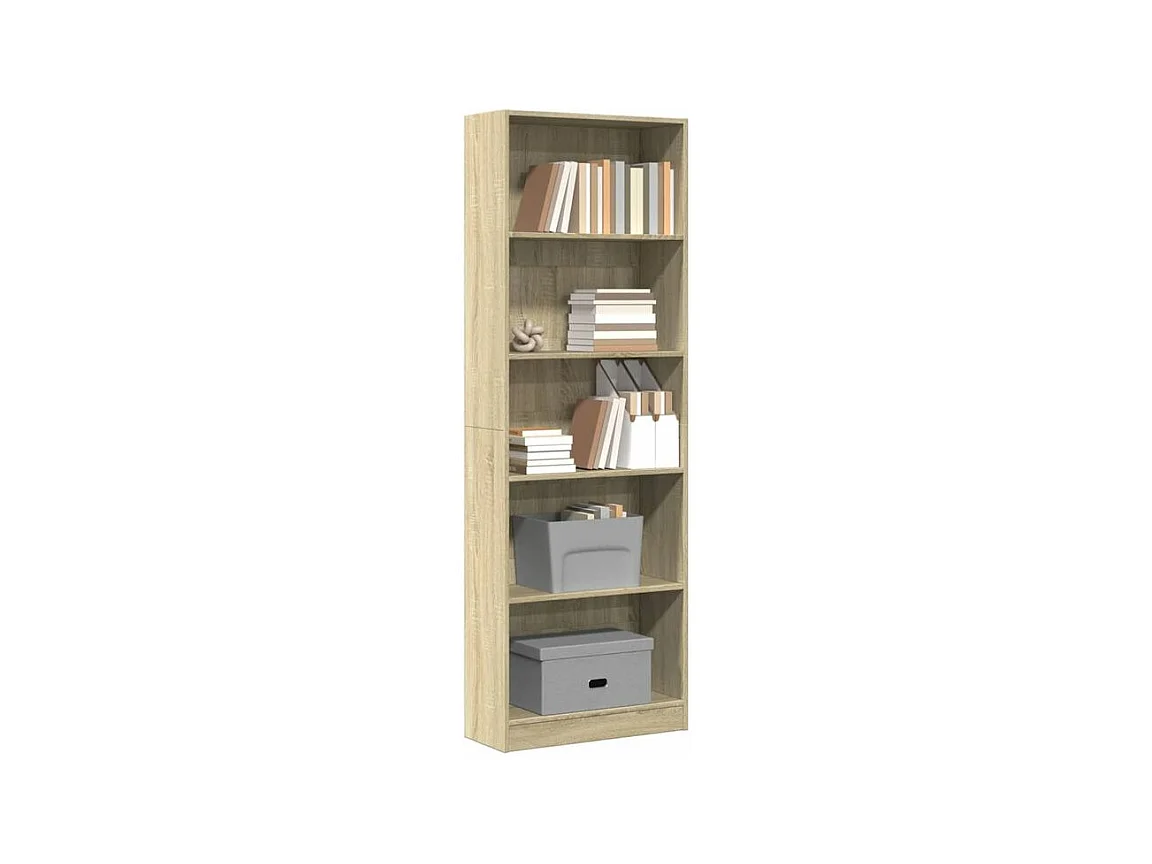 Bibliothèque chêne sonoma 60x24x176 bois d'ingénierie