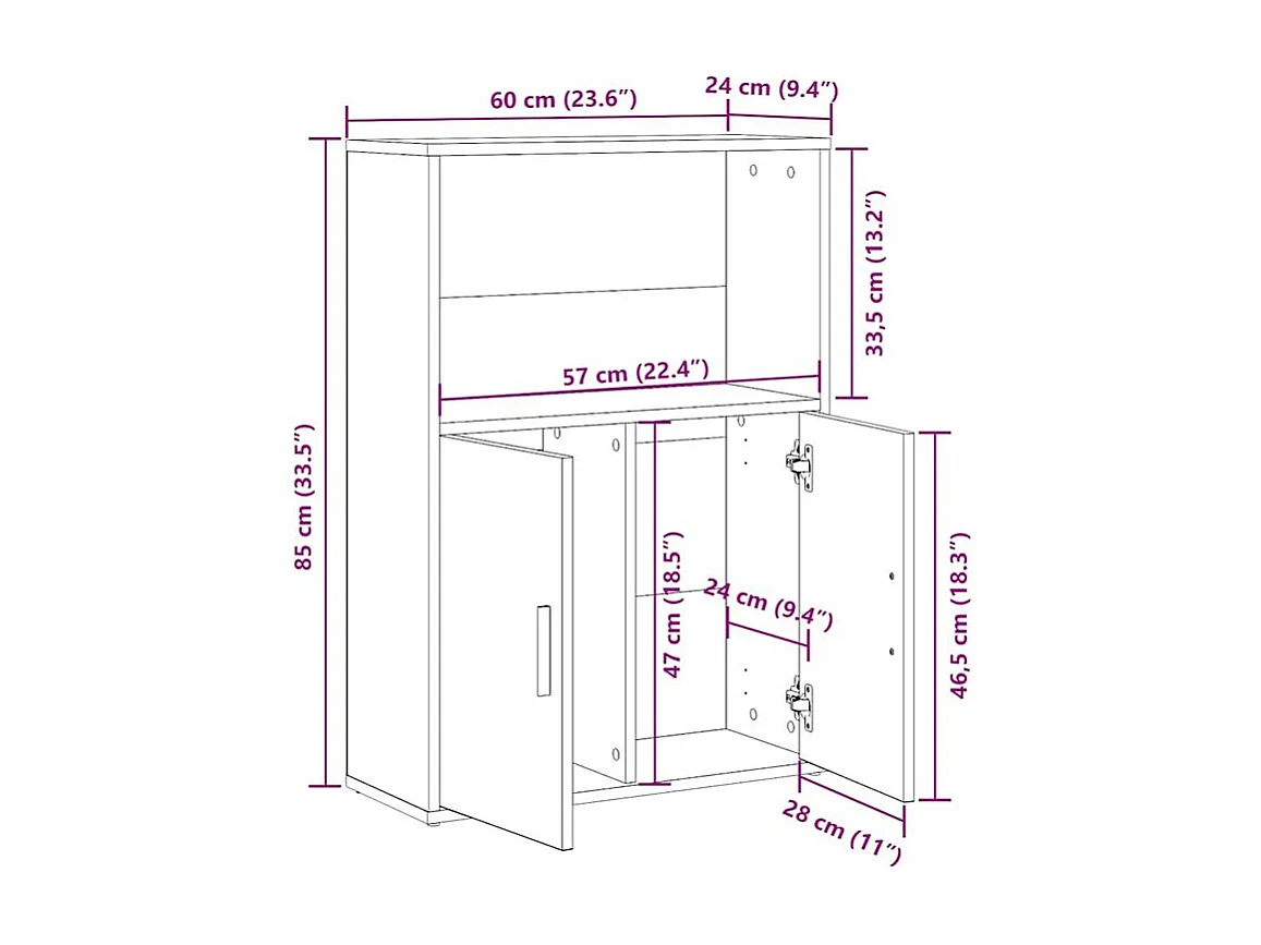 Bibliothèque gris béton 60x24x85 bois d'ingénierie