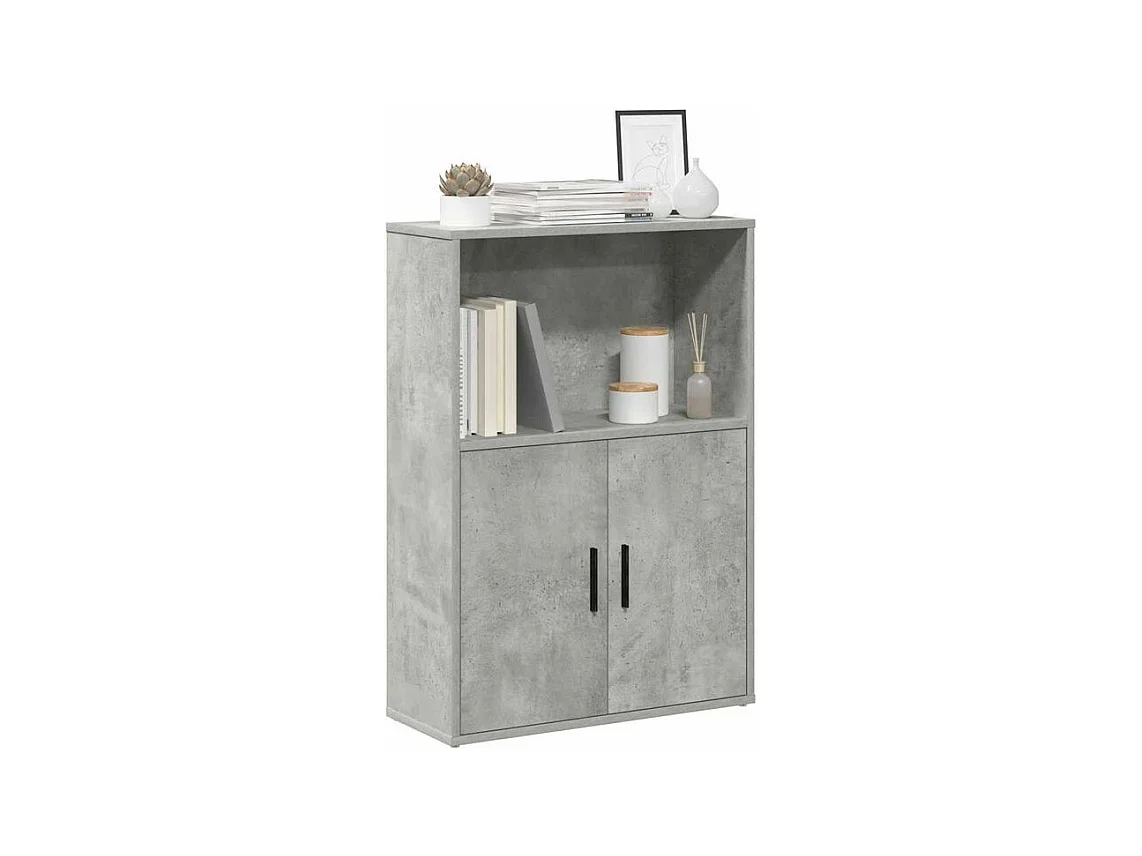 Bibliothèque gris béton 60x24x85 bois d'ingénierie