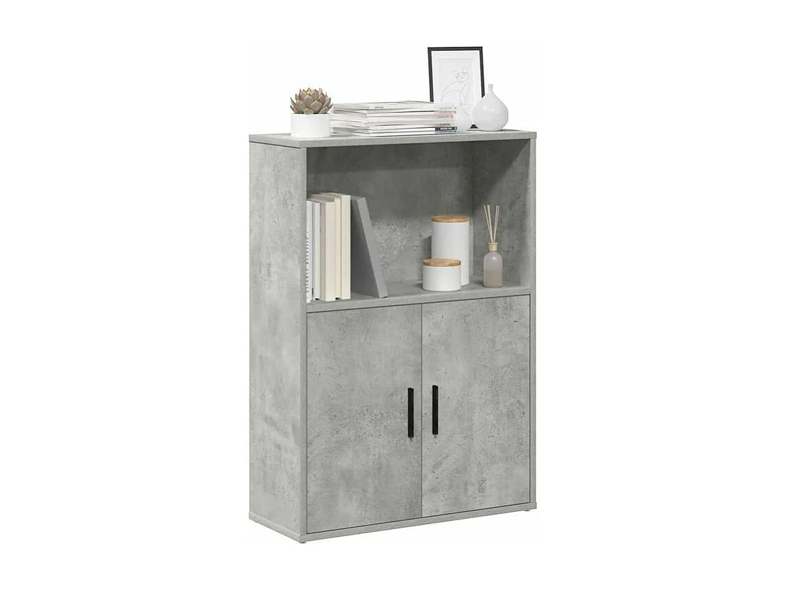 Bibliothèque gris béton 60x24x85 bois d'ingénierie