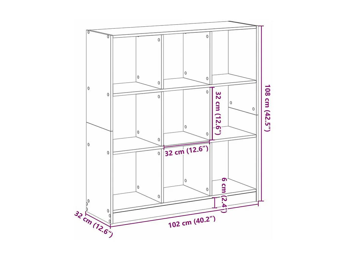Bibliothèque chêne sonoma 102x32x108 bois d'ingénierie
