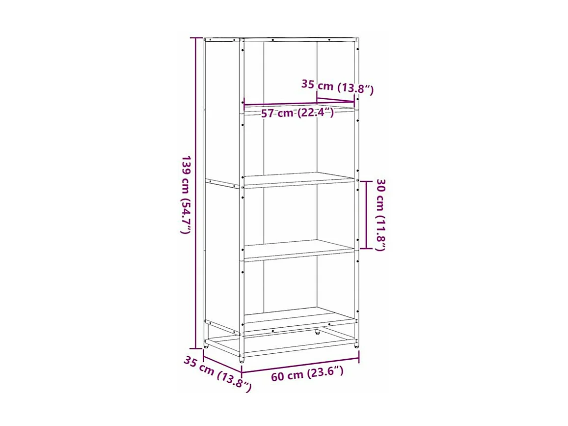 Bibliothèque chêne sonoma 60x35x139 bois d'ingénierie
