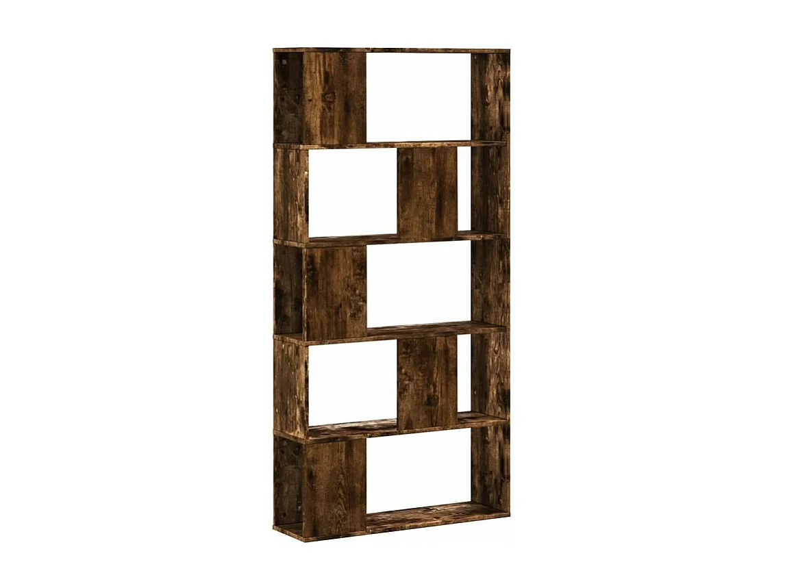 Bibliothèque 5 niveaux chêne fumé bois d'ingénierie