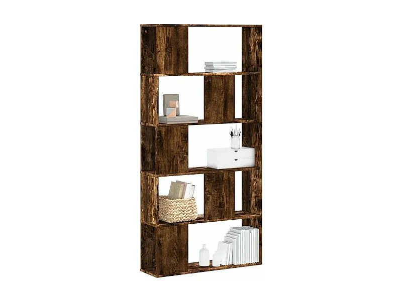 Bibliothèque 5 niveaux chêne fumé bois d'ingénierie