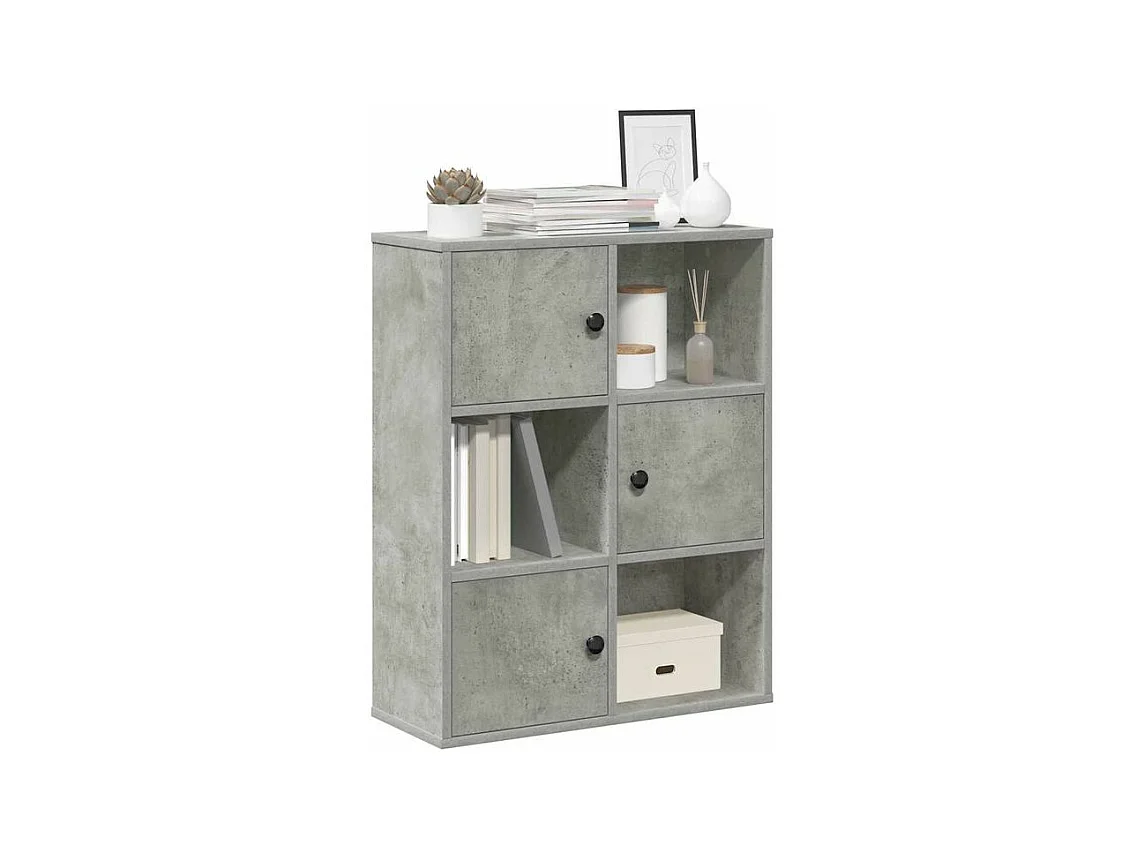 Bibliothèque gris béton 60x24x76,5 bois d'ingénierie