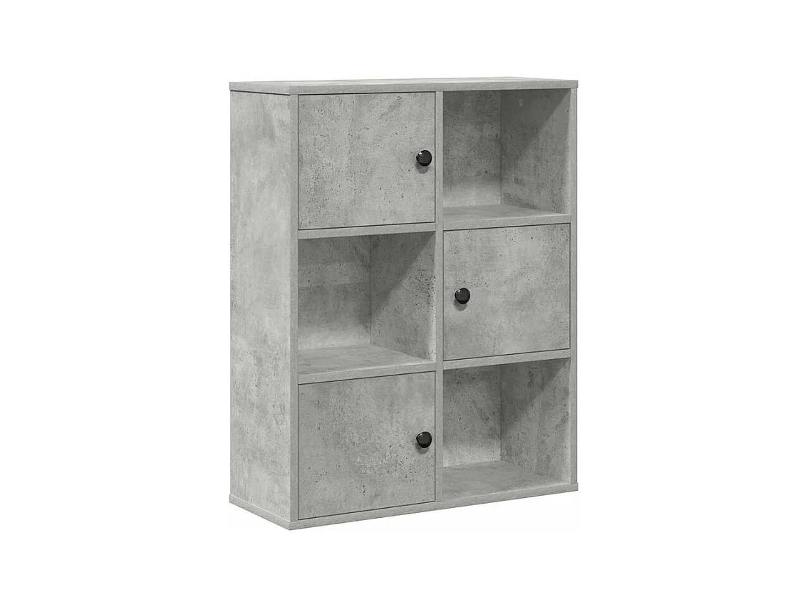 Bibliothèque gris béton 60x24x76,5 bois d'ingénierie