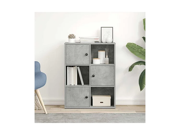 Bibliothèque gris béton 60x24x76,5 bois d'ingénierie