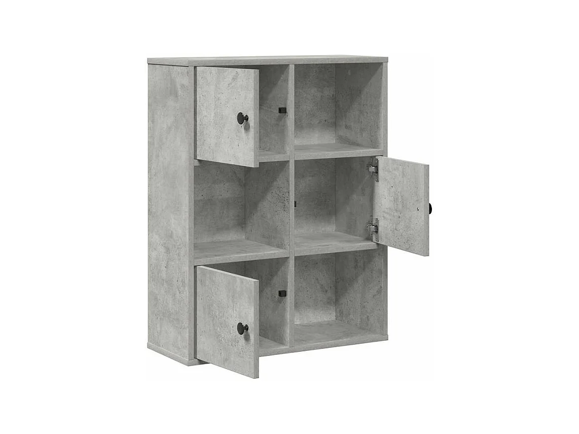 Bibliothèque gris béton 60x24x76,5 bois d'ingénierie