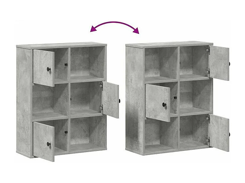 Bibliothèque gris béton 60x24x76,5 bois d'ingénierie