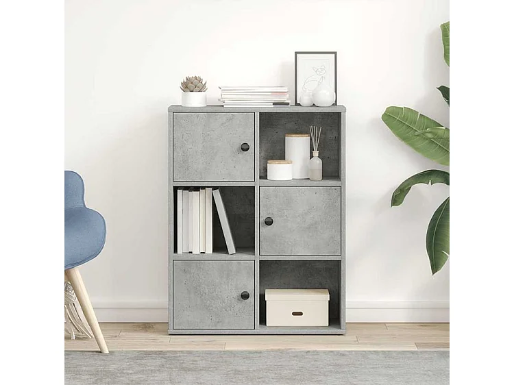 Bibliothèque gris béton 60x24x76,5 bois d'ingénierie