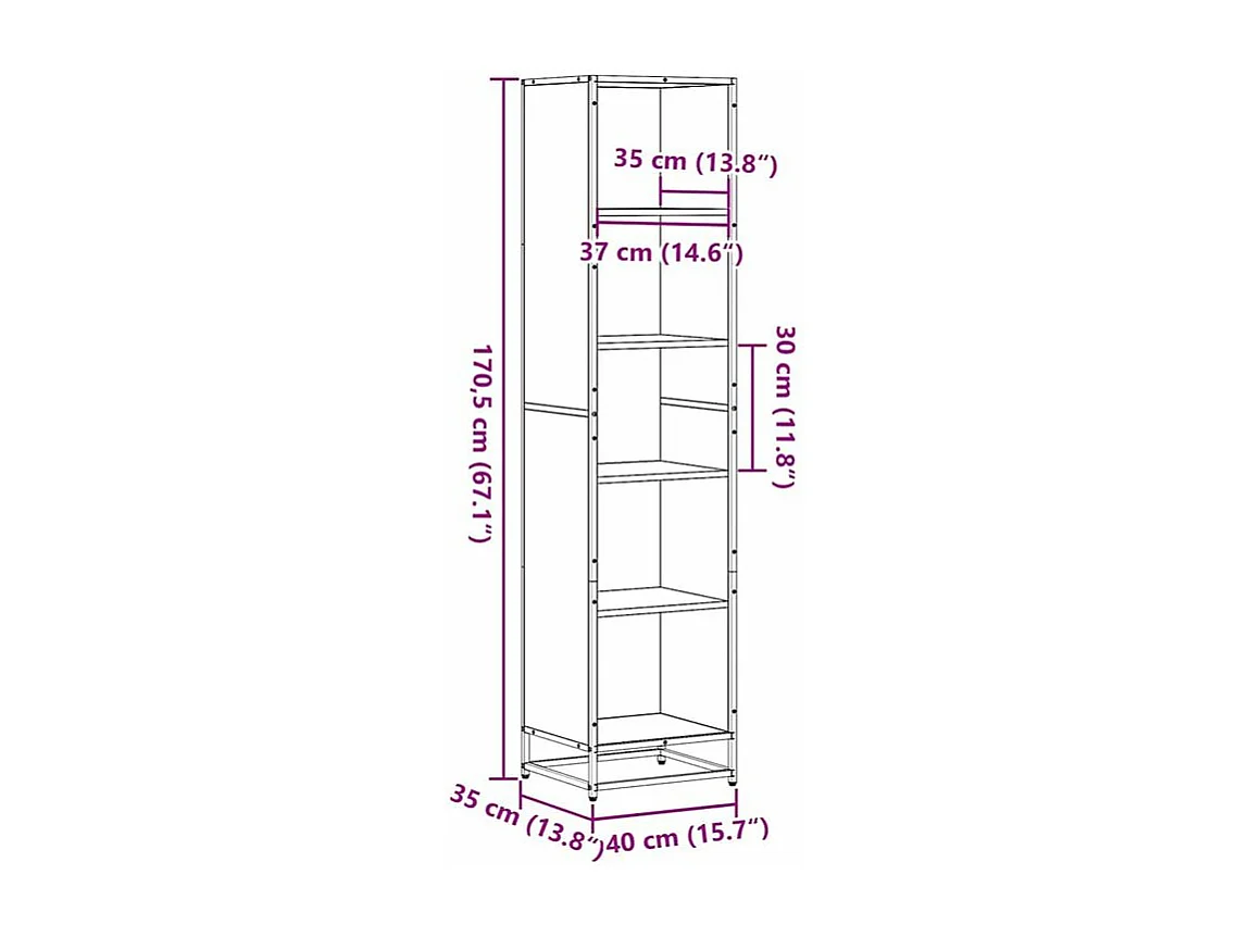 Bibliothèque chêne marron 40x35x170,5 bois d'ingénierie