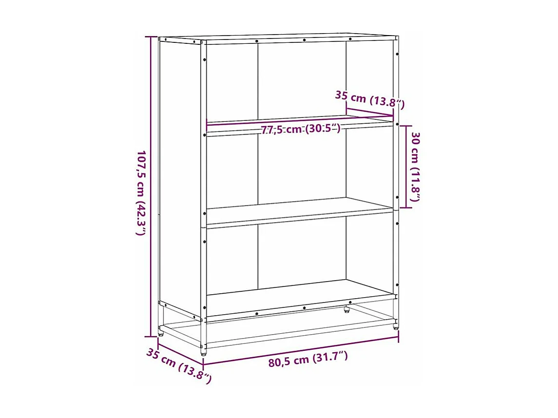 Bibliothèque chêne marron 80,5x35x107,5 bois d'ingénierie