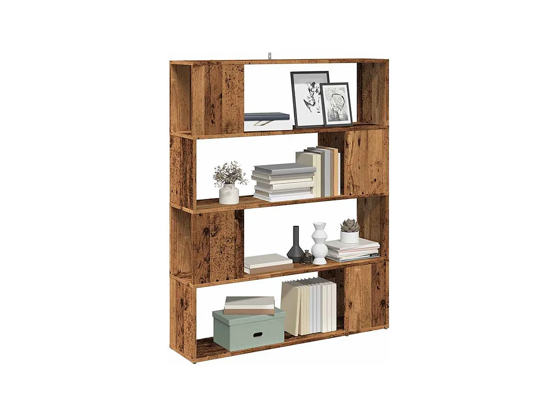 Bibliothèque-Séparateur de pièce vieux bois 100x24x124,5