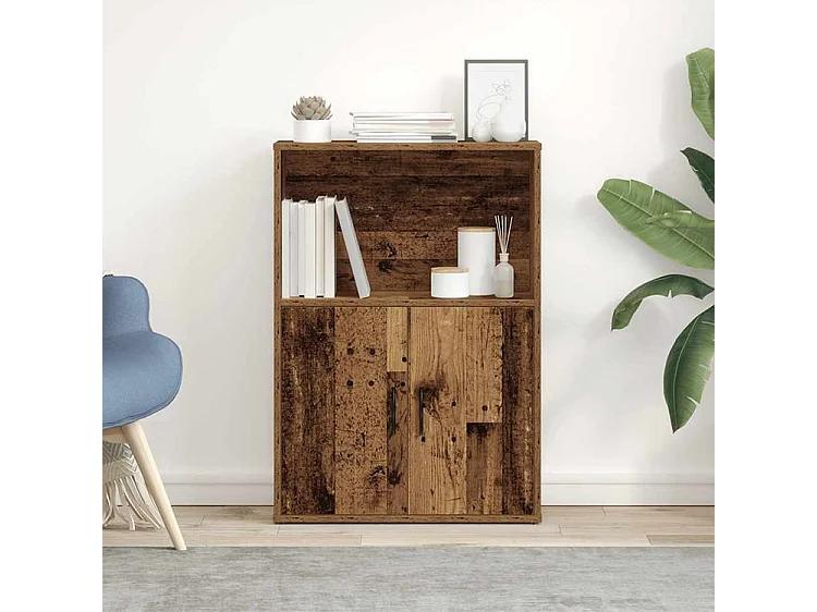 Bibliothèque vieux bois 60x24x85 bois d'ingénierie