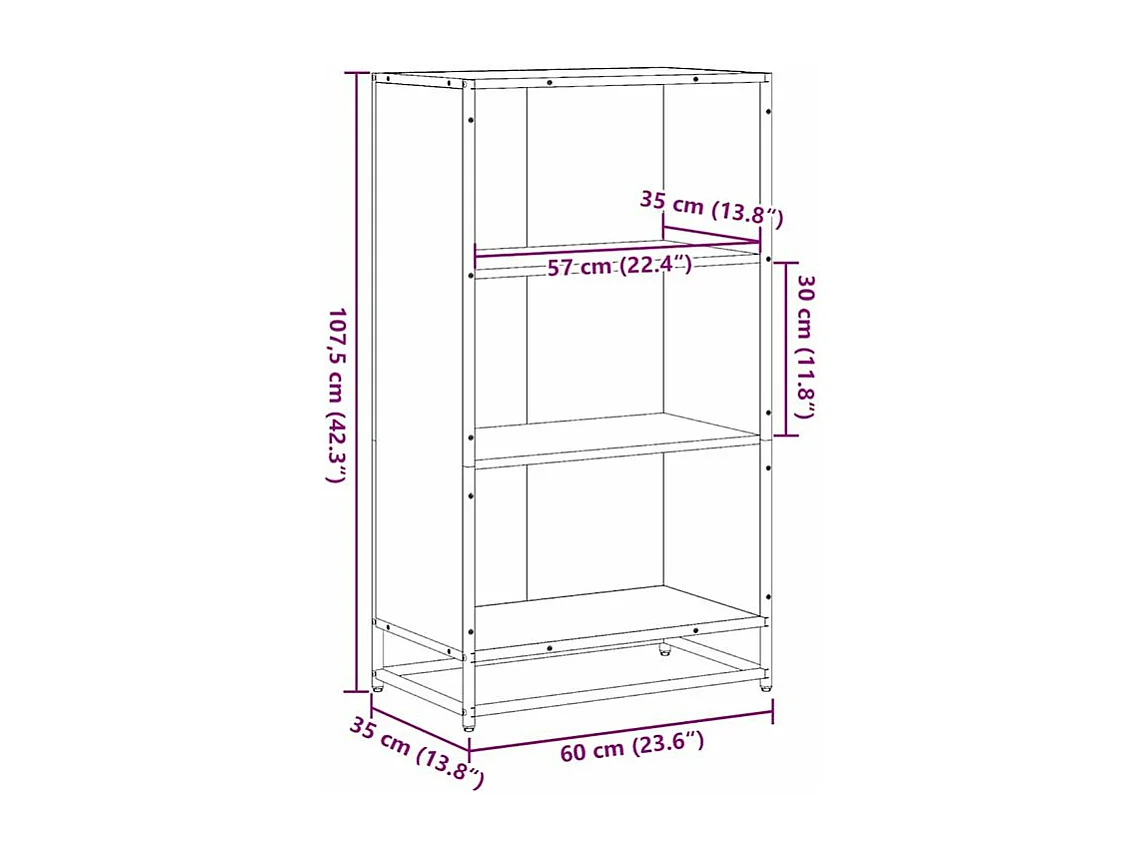 Bibliothèque chêne marron 60x35x107,5 bois d'ingénierie