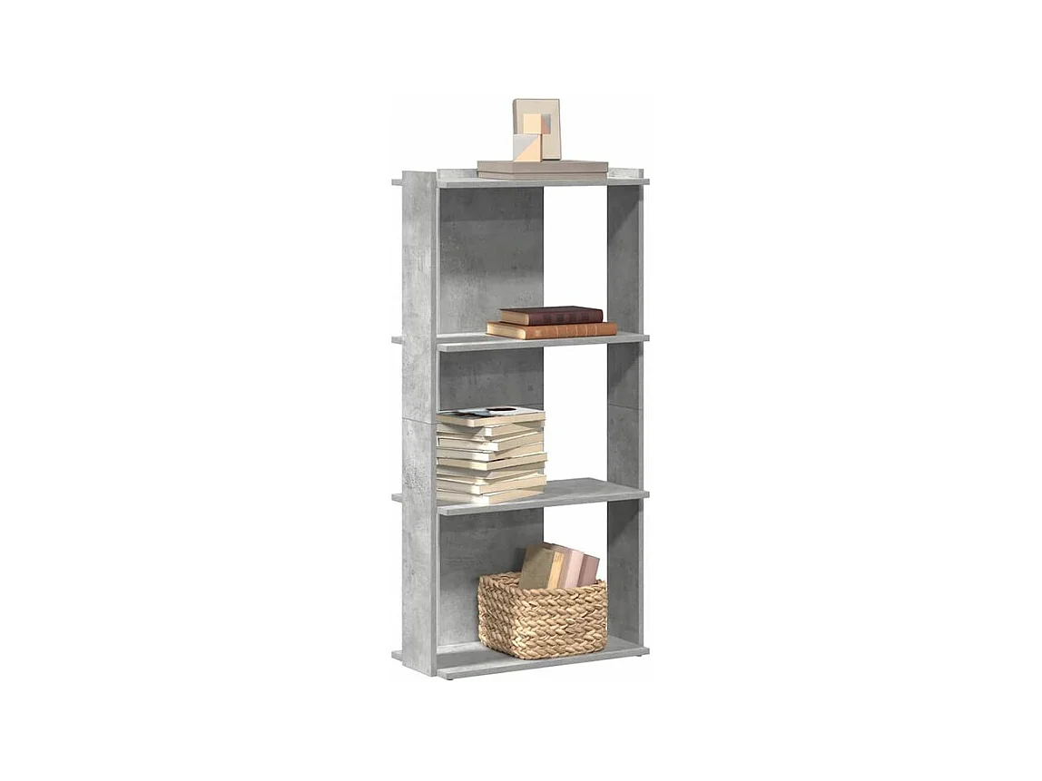 Bibliothèque à 3 niveaux gris béton 60x30x120 bois ingénierie