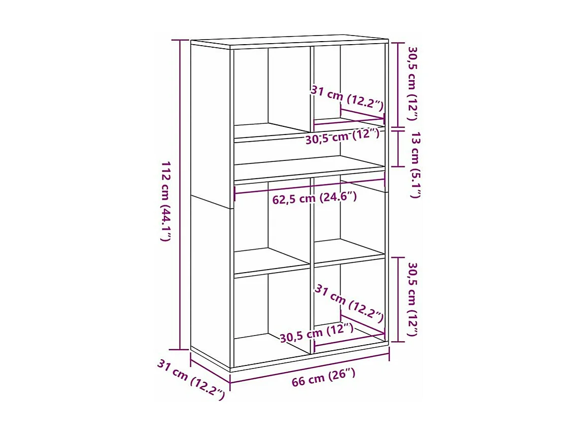 Bibliothèque chêne marron 66x31x112 bois d'ingénierie