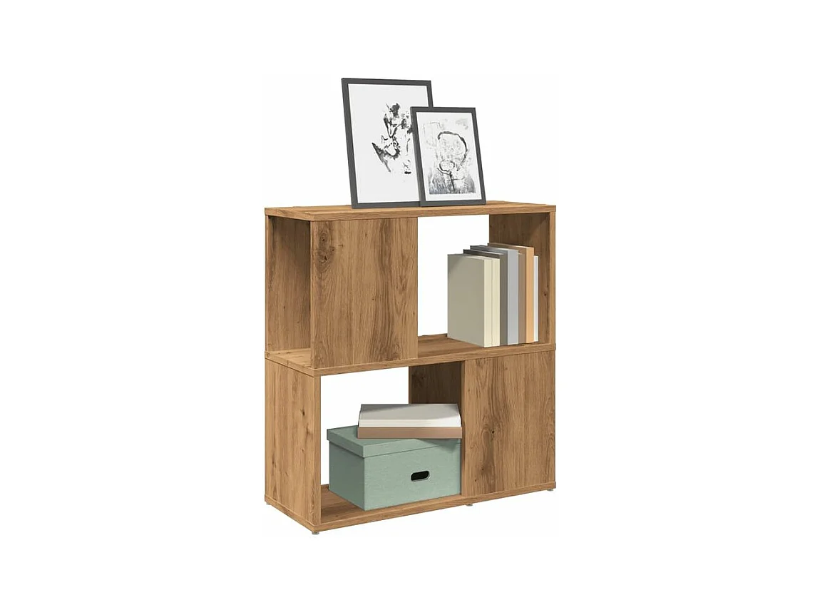 Bibliothèque chêne artisanal 60x24x63 bois d'ingénierie