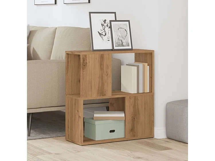 Bibliothèque chêne artisanal 60x24x63 bois d'ingénierie