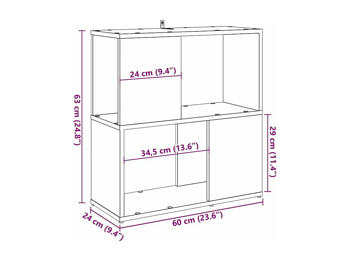 Bibliothèque chêne artisanal 60x24x63 bois d'ingénierie