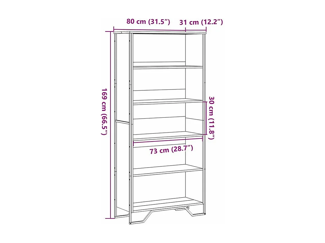 Bibliothèque sonoma gris 80x31x169 bois d'ingénierie