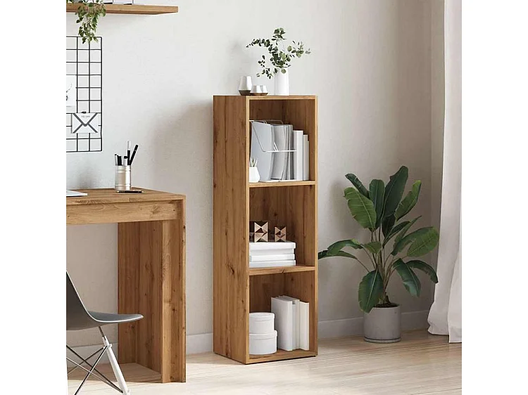 Bibliothèque chêne artisanal 36x30x114 bois d'ingénierie