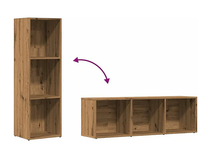 Bibliothèque chêne artisanal 36x30x114 bois d'ingénierie