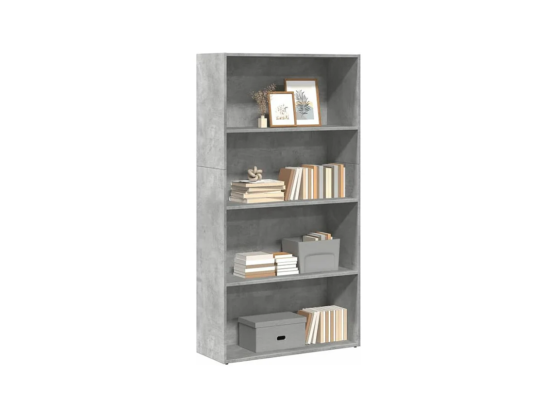 Bibliothèque gris béton 80x30x152 bois d'ingénierie