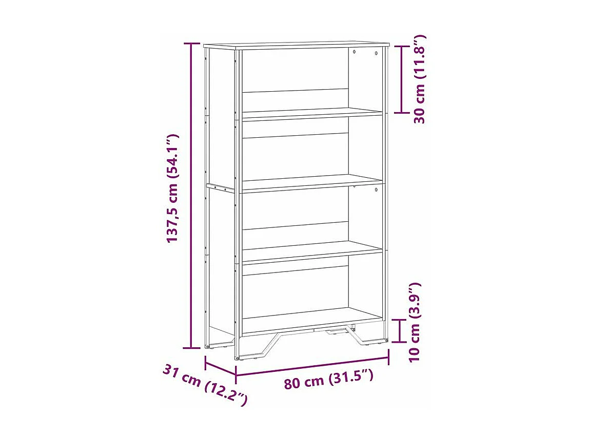 Bibliothèque chêne marron 80x31x137,5 bois d'ingénierie