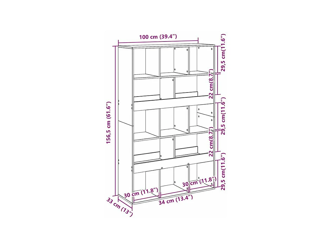 Bibliothèque sonoma gris 100x33x156,5 bois d'ingénierie