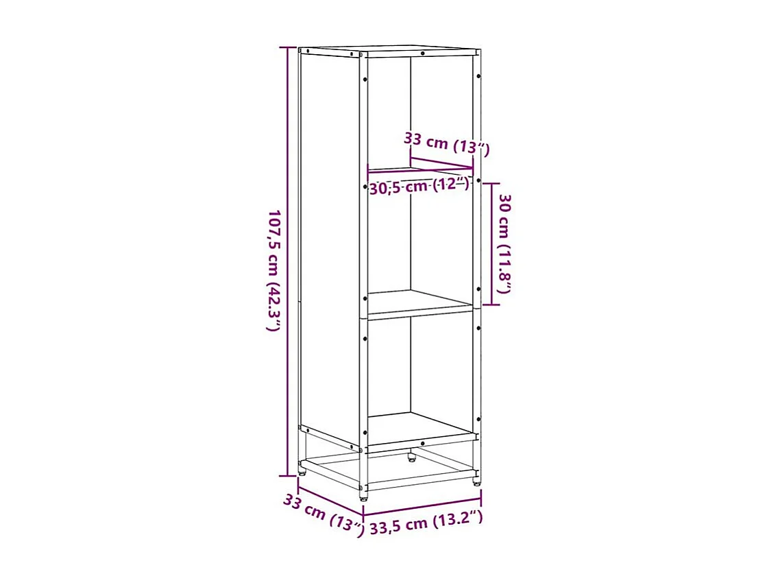Bibliothèque sonoma gris 33,5x33x107,5 bois d'ingénierie