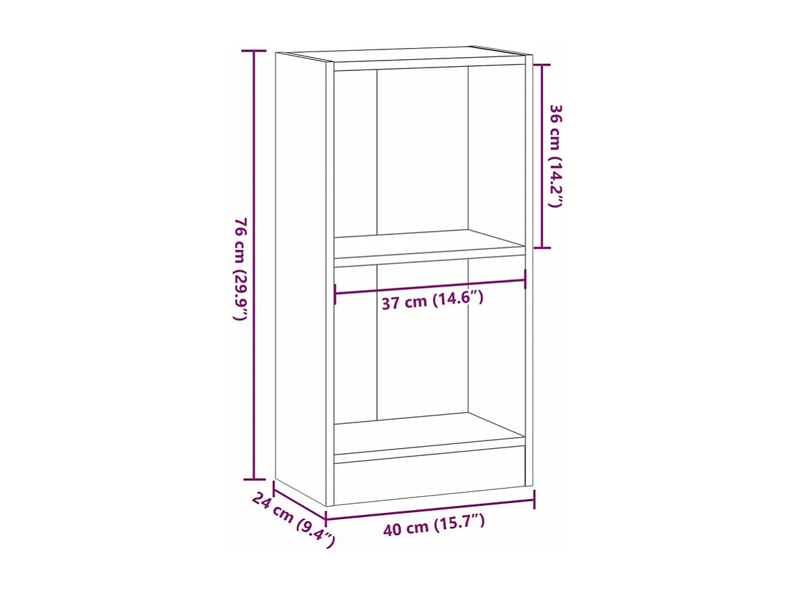 Bibliothèque chêne marron 40x24x76 bois d'ingénierie