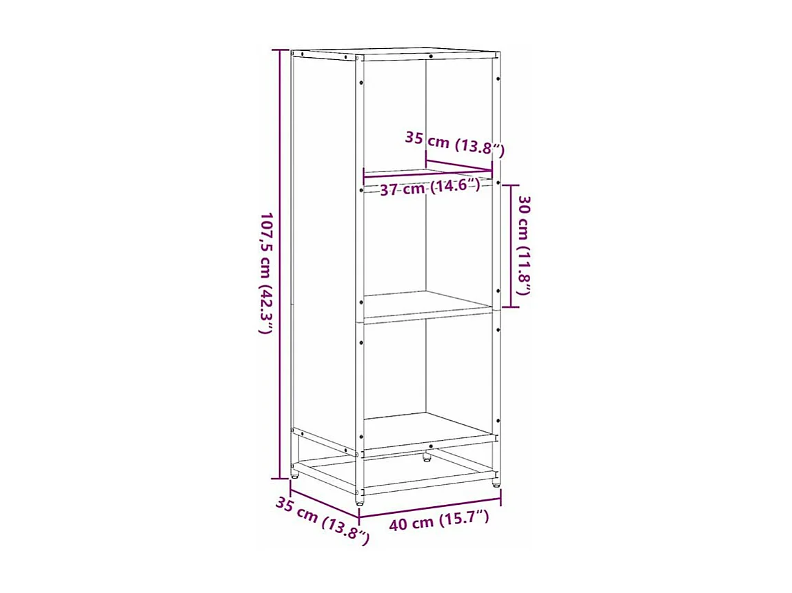Bibliothèque sonoma gris 40x35x107,5 bois d'ingénierie