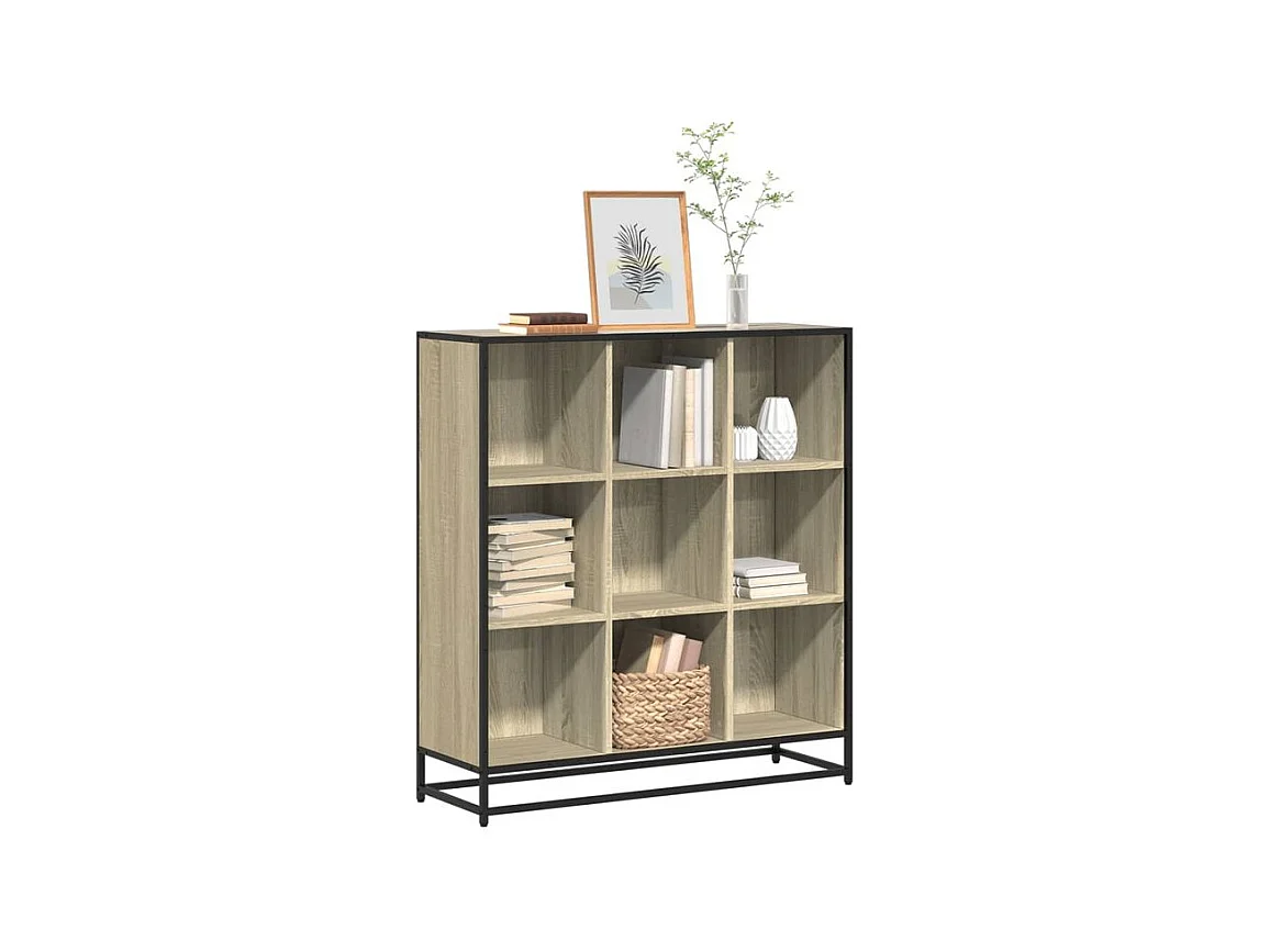 Bibliothèque chêne sonoma 97,5x33x107,5 bois ingénierie métal