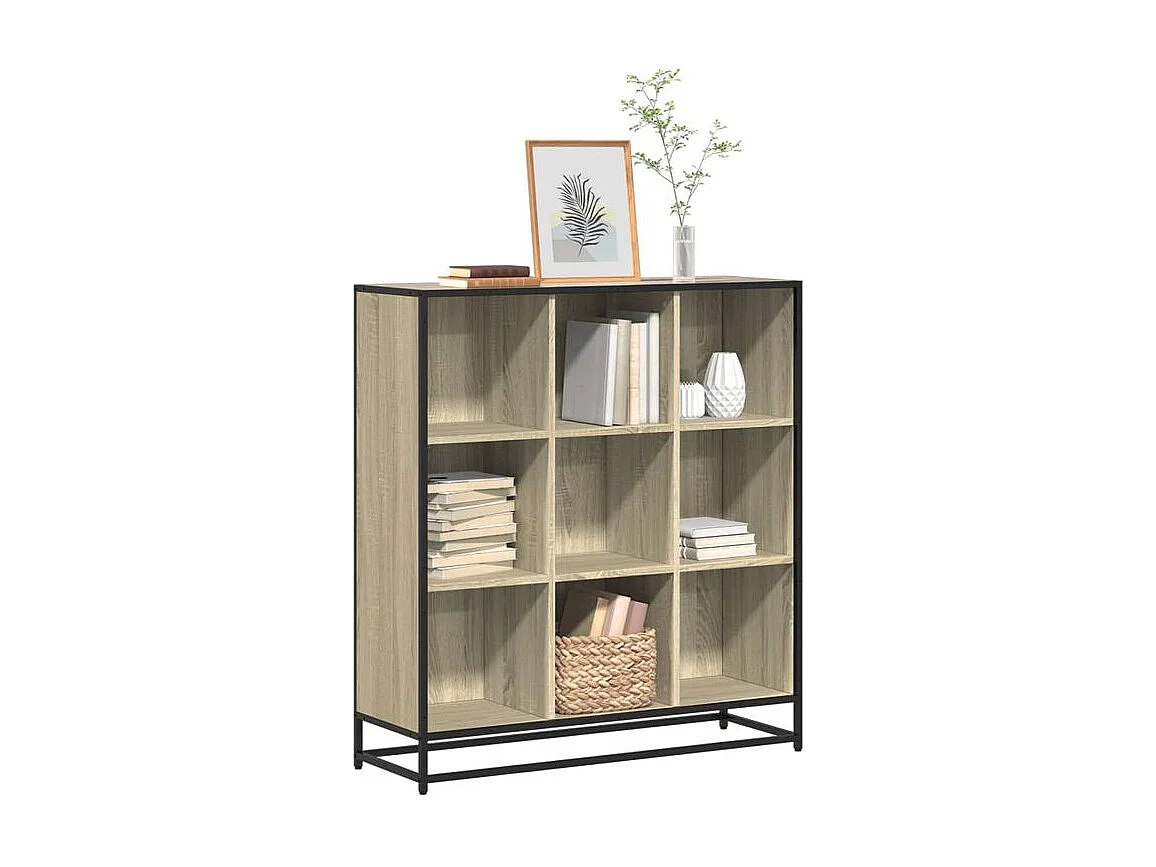 Bibliothèque chêne sonoma 97,5x33x107,5 bois ingénierie métal