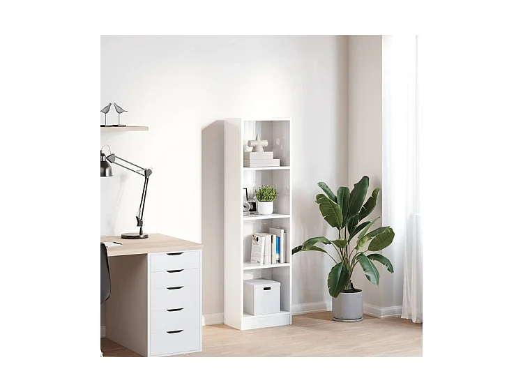 Bibliothèque blanc brillant 40x24x143 bois d'ingénierie