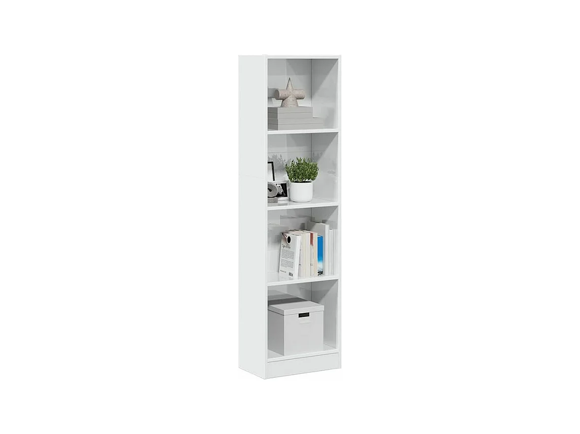 Bibliothèque blanc brillant 40x24x143 bois d'ingénierie