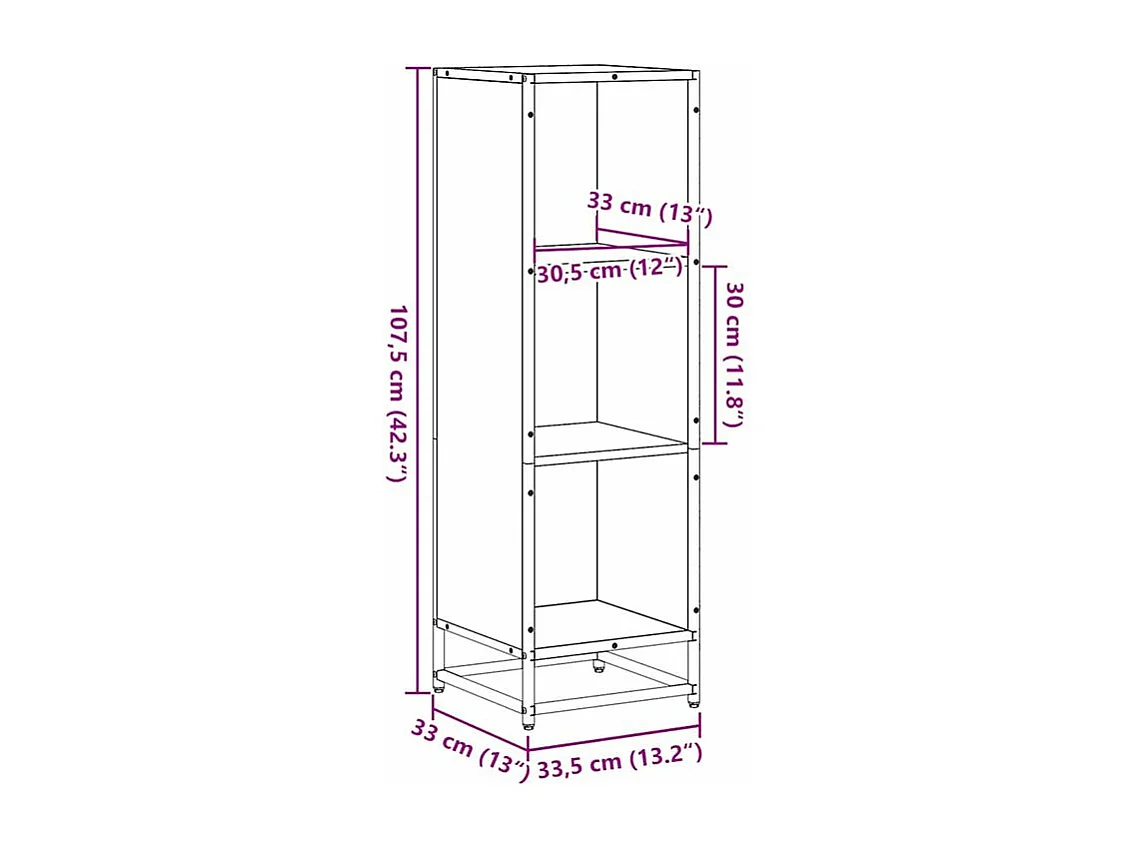 Bibliothèque chêne fumé 33,5x33x107,5 bois d'ingénierie