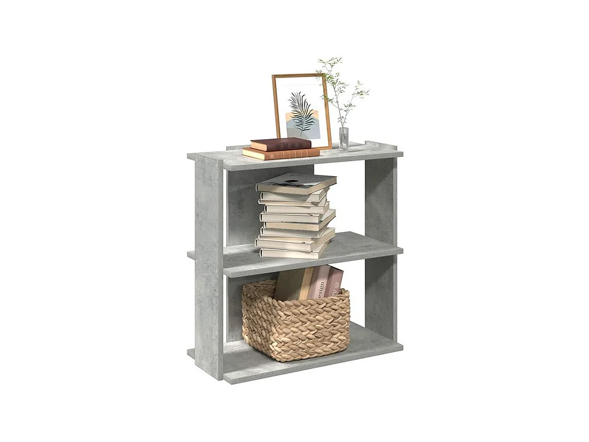 Bibliothèque à 3 niveaux gris béton 60x30x60 bois ingénierie