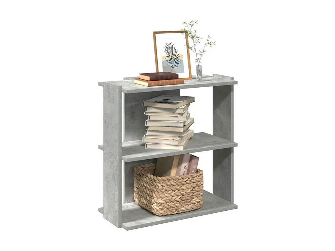 Bibliothèque à 3 niveaux gris béton 60x30x60 bois ingénierie