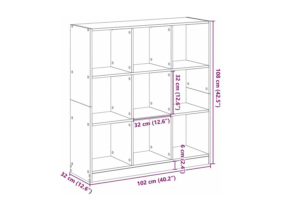 Bibliothèque sonoma gris 102x32x108 bois d'ingénierie