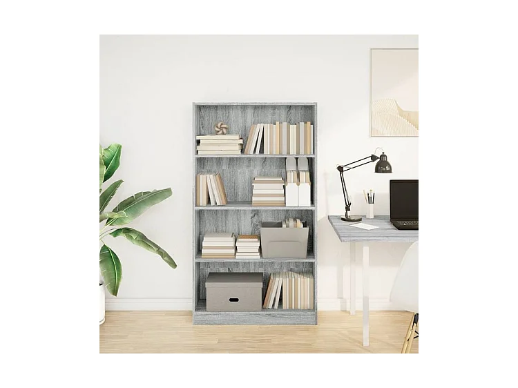 Bibliothèque sonoma gris 80x24x143 bois d'ingénierie