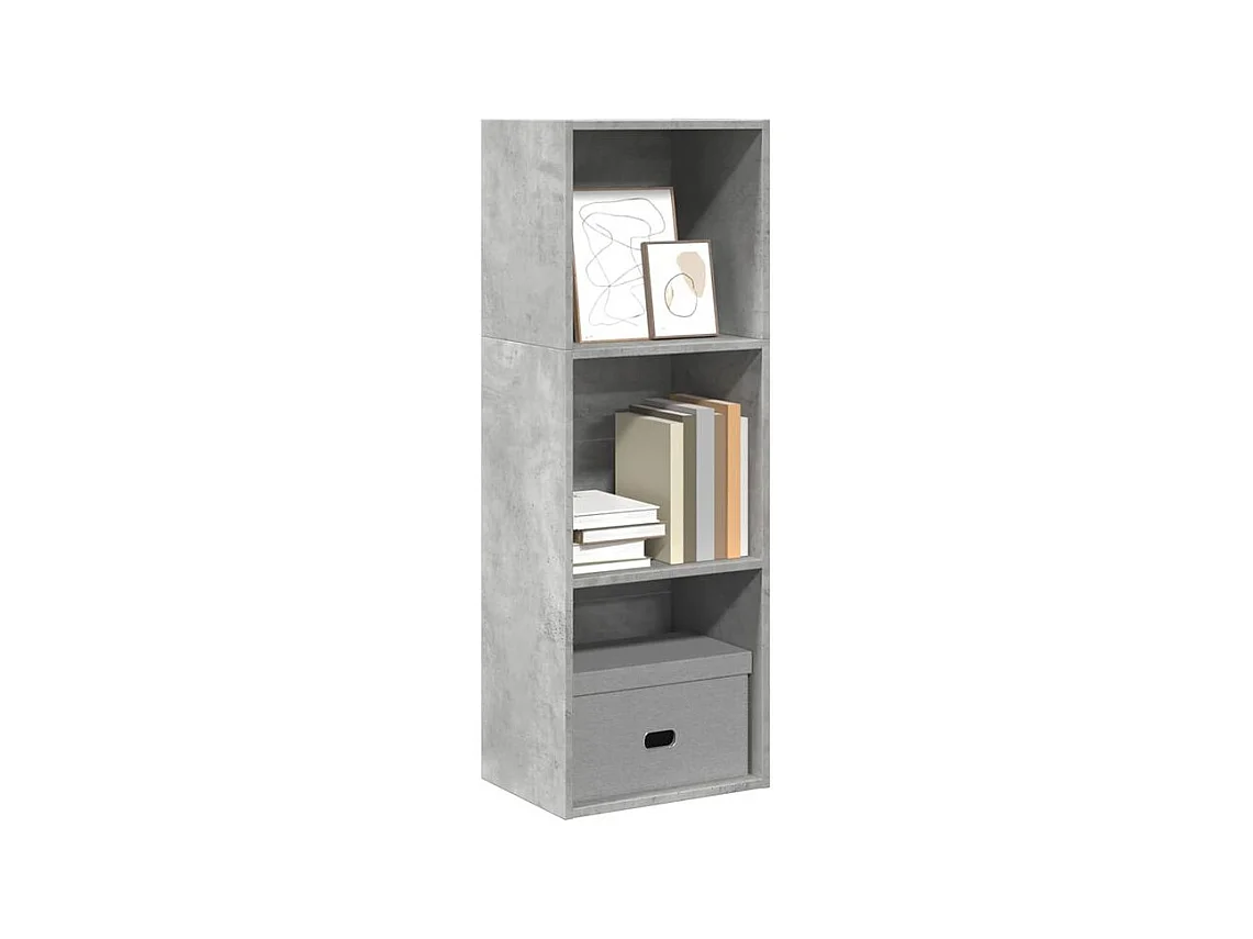 Bibliothèque gris béton 40x30x114 bois d'ingénierie