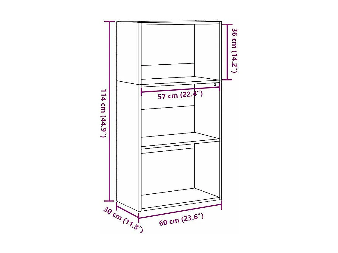 Bibliothèque gris béton 60x30x114 bois d'ingénierie