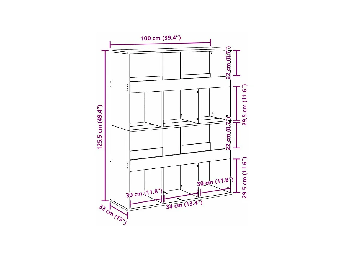 Bibliothèque chêne sonoma 100x33x125,5 bois d'ingénierie